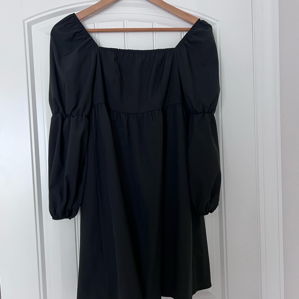 Amazon Black Long Sleeve Sundress with Bishop Sleeves